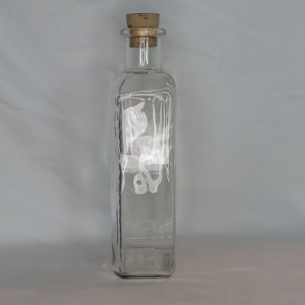 Vintage 70's MCM Retro Typographic  Moonshine Liquor Decanter Batware With Cork - Picture 2 of 4